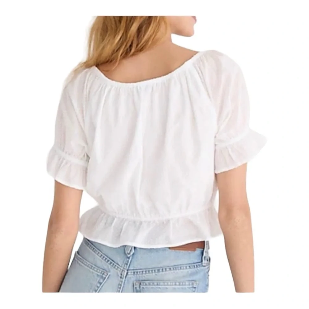 J. Crew Gathered Scoopneck Top in Swiss Dot